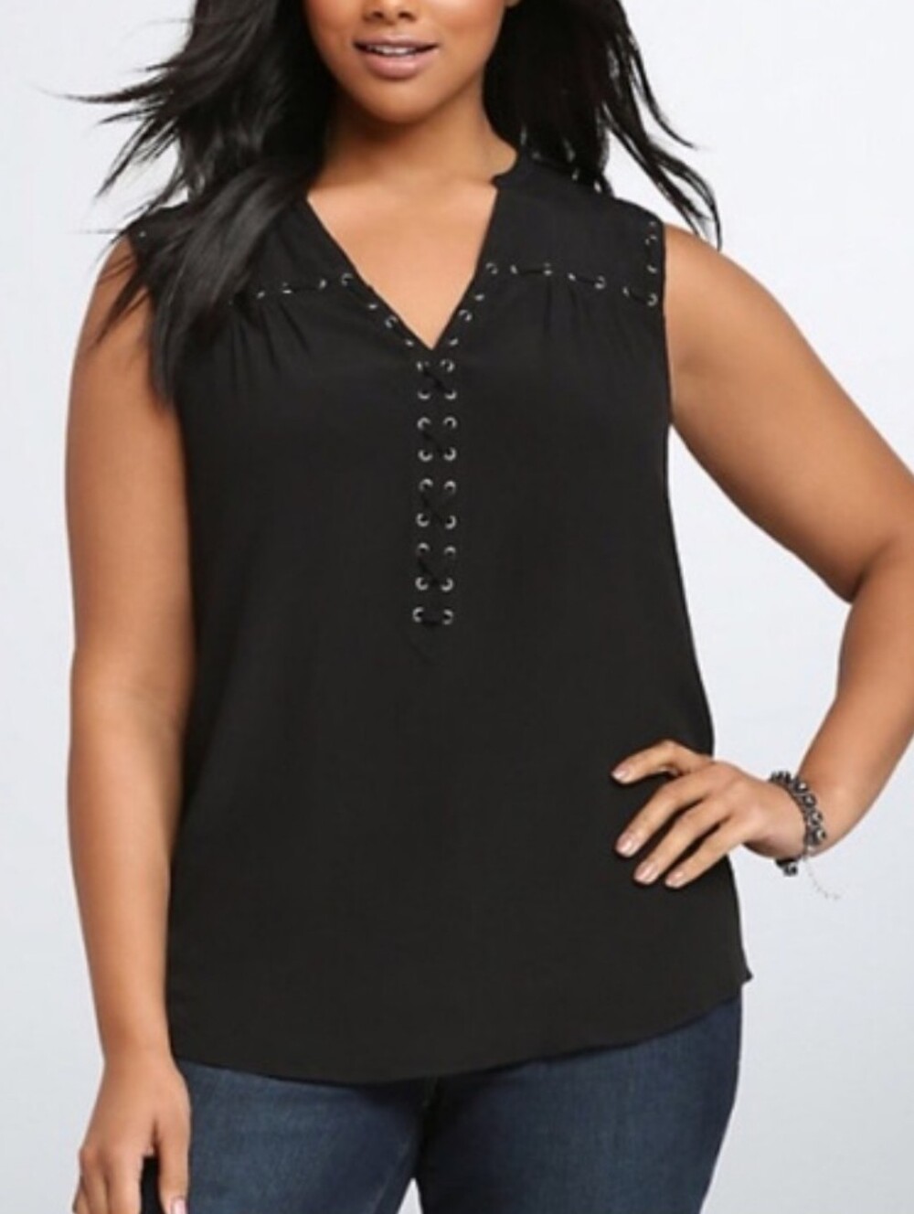 Torrid Black Grommet Lace Up Tank Top 4x Women's Plus Size Torrid Size 4